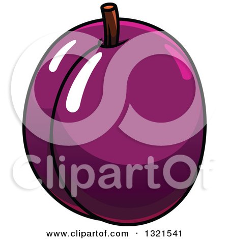 Clipart of a Cartoon Shiny Plum - Royalty Free Vector Illustration by Vector Tradition SM