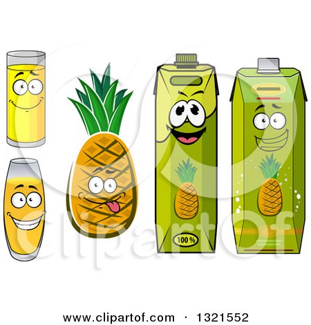 Clipart of a Goofy Pineapple and Juice Characters - Royalty Free Vector Illustration by Vector Tradition SM