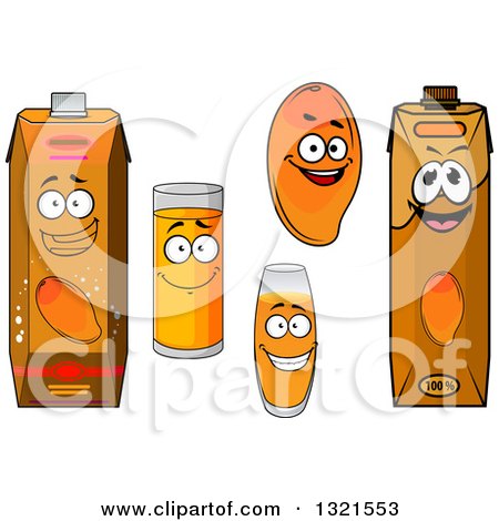 Clipart of a Cartoon Mango and Juice Characters 2 - Royalty Free Vector Illustration by Vector Tradition SM