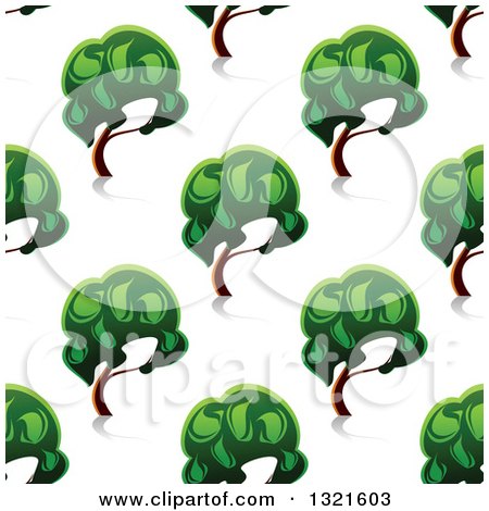 Clipart of a Seamless Background Pattern of Green Trees and Reflections - Royalty Free Vector Illustration by Vector Tradition SM