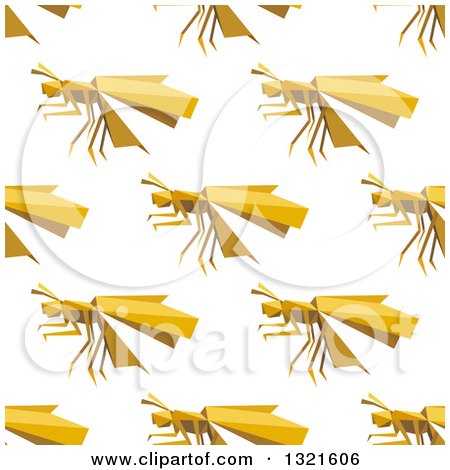 Clipart of a Seamless Background Pattern of Yellow Origami Paper Wasps - Royalty Free Vector Illustration by Vector Tradition SM