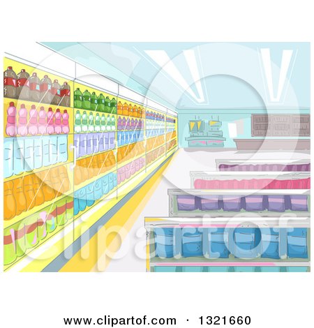 Clipart of a Convenience Store Interior - Royalty Free Vector Illustration by BNP Design Studio