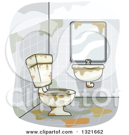 Clipart of a Disgusting Bathroom - Royalty Free Vector Illustration by BNP Design Studio