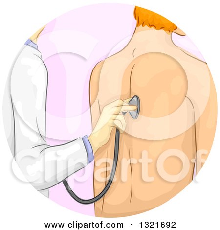 Clipart of a Doctor Holding a Stethoscope to a Patient's Back - Royalty Free Vector Illustration by BNP Design Studio