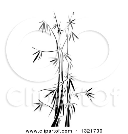 Clipart of a Black and White Bamboo Stencil Background - Royalty Free Vector Illustration by BNP Design Studio