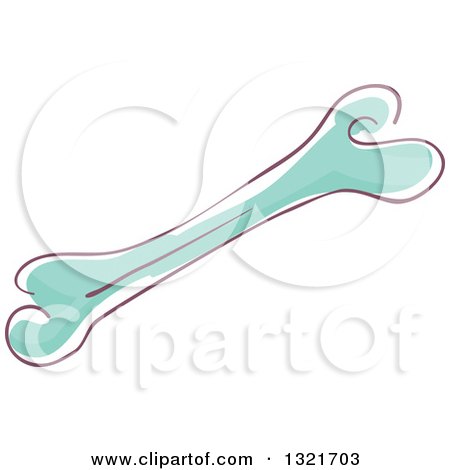 Clipart of a Sketched Turquoise Bone - Royalty Free Vector Illustration by BNP Design Studio