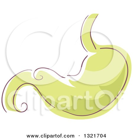 Clipart of a Sketched Green Human Stomach - Royalty Free Vector Illustration by BNP Design Studio