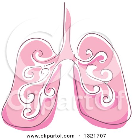 Clipart of Sketched Pink Human Lungs - Royalty Free Vector Illustration by BNP Design Studio