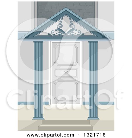 Clipart of a Stylish Door with a Portico Roof - Royalty Free Vector Illustration by BNP Design Studio