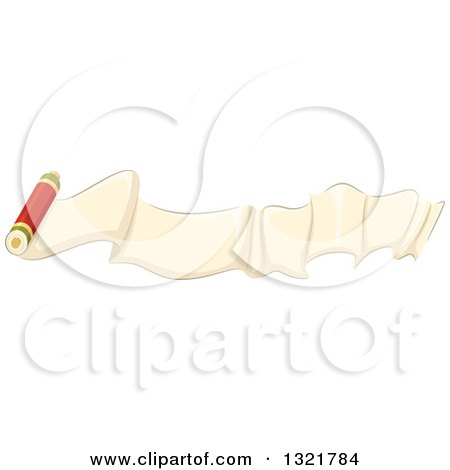 Clipart of a Wavy Paper Ribbon Banner with a Crayon - Royalty Free Vector Illustration by BNP Design Studio