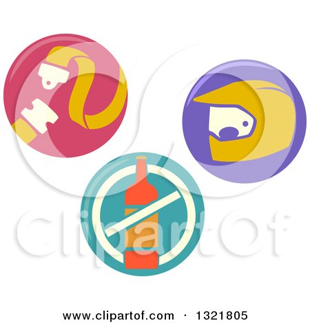 Clipart of Round Buckle Up, No Drinking and Driving and Safety Icons - Royalty Free Vector Illustration by BNP Design Studio