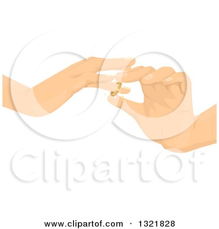 Clipart of Hands Putting Wedding Rings on - Royalty Free Vector Illustration by BNP Design Studio