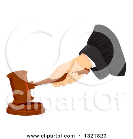 Clipart of a Judge's Hand Banging a Gavel - Royalty Free Vector Illustration by BNP Design Studio