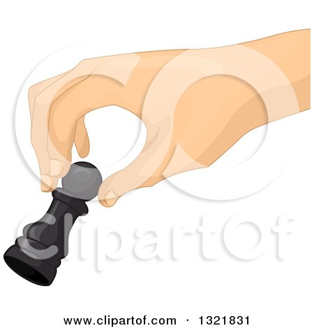 Clipart of a Chess Player's Hand Moving a Pawn Piece - Royalty Free Vector Illustration by BNP Design Studio