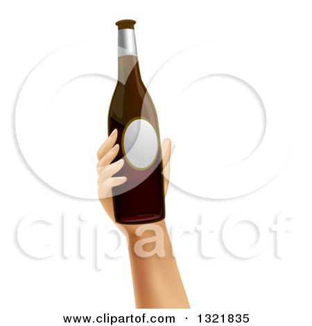 Clipart of a Hand Holding up a Wine Bottle - Royalty Free Vector Illustration by BNP Design Studio