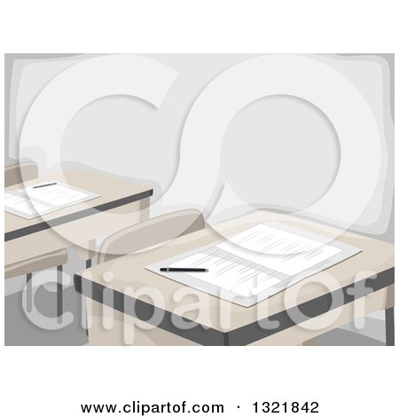 Clipart of Entrance Exams on Tables - Royalty Free Vector Illustration by BNP Design Studio