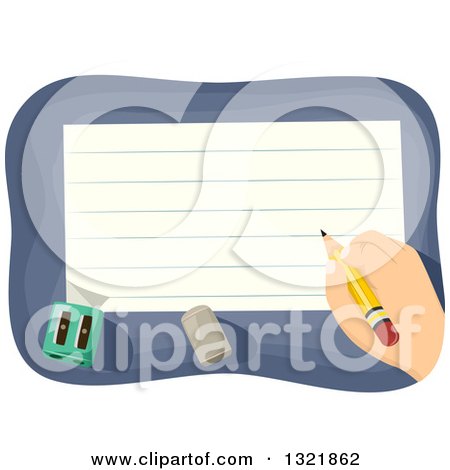Clipart of a Hand Writing on Ruled School Paper - Royalty Free Vector Illustration by BNP Design Studio