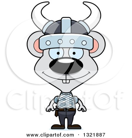 Clipart of a Cartoon Happy Mouse Viking - Royalty Free Vector Illustration by Cory Thoman