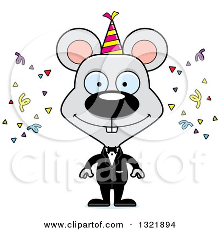 Clipart of a Cartoon Happy Party Mouse - Royalty Free Vector Illustration by Cory Thoman
