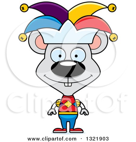 Clipart of a Cartoon Happy Mouse Jester - Royalty Free Vector Illustration by Cory Thoman
