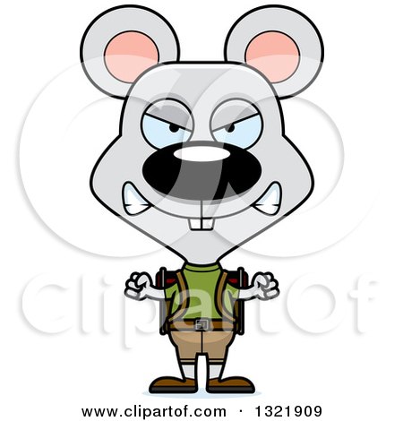 Clipart of a Cartoon Mad Mouse Hiker - Royalty Free Vector Illustration by Cory Thoman
