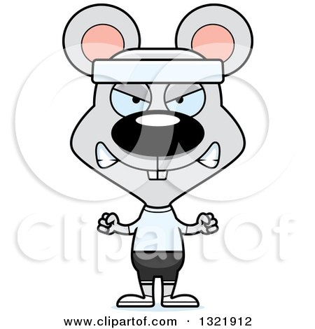 Clipart of a Cartoon Mad Fitness Mouse - Royalty Free Vector Illustration by Cory Thoman