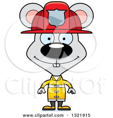 Clipart of a Cartoon Happy Mouse Fire Fighter - Royalty Free Vector Illustration by Cory Thoman