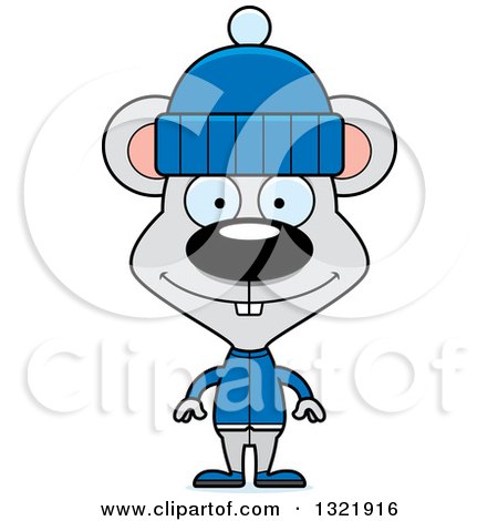 Clipart of a Cartoon Happy Mouse in Winter Clothes - Royalty Free Vector Illustration by Cory Thoman