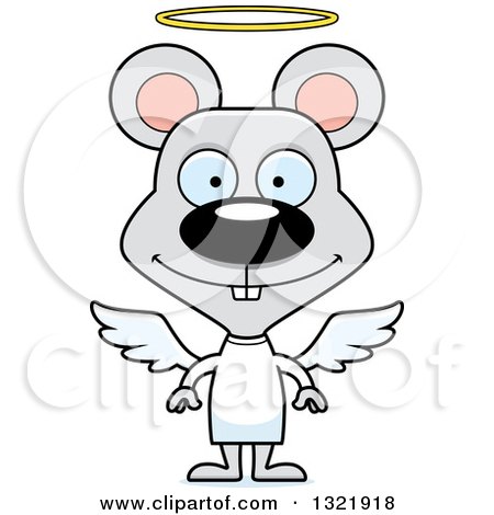 Clipart of a Cartoon Happy Mouse Angel - Royalty Free Vector Illustration by Cory Thoman