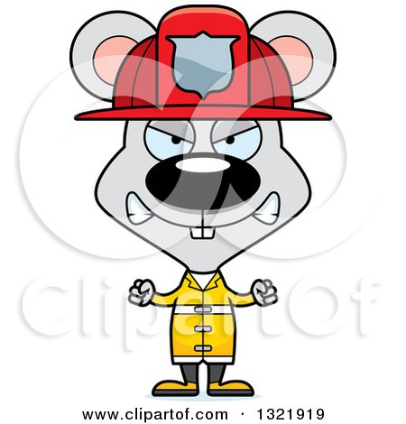 Clipart of a Cartoon Mad Mouse Fire Fighter - Royalty Free Vector Illustration by Cory Thoman