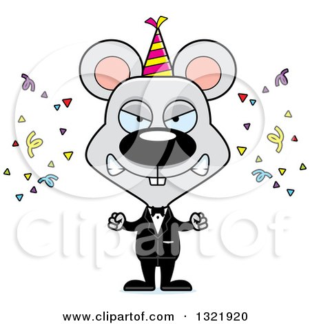 Clipart of a Cartoon Mad Party Mouse - Royalty Free Vector Illustration by Cory Thoman