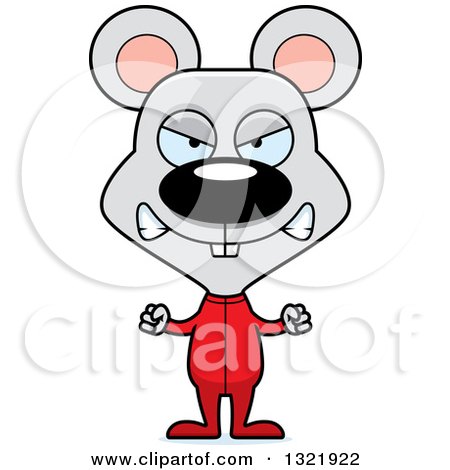 Clipart of a Cartoon Mad Mouse in Pajamas - Royalty Free Vector Illustration by Cory Thoman