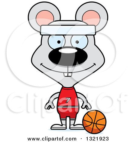 Clipart of a Cartoon Happy Mouse Basketball Player - Royalty Free Vector Illustration by Cory Thoman