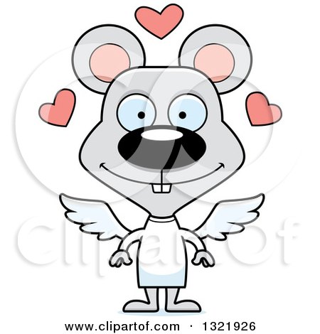 Clipart of a Cartoon Happy Mouse Cupid - Royalty Free Vector Illustration by Cory Thoman