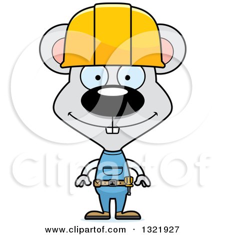 Clipart of a Cartoon Happy Mouse Construction Worker - Royalty Free Vector Illustration by Cory Thoman