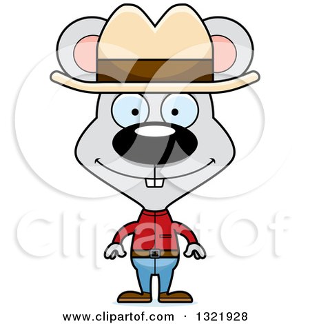 Clipart of a Cartoon Happy Mouse Cowboy - Royalty Free Vector Illustration by Cory Thoman
