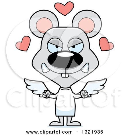 Clipart of a Cartoon Mad Mouse Cupid - Royalty Free Vector Illustration by Cory Thoman