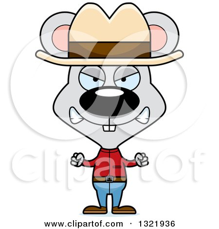 Clipart of a Cartoon Mad Mouse Cowboy - Royalty Free Vector Illustration by Cory Thoman