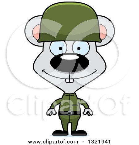 Clipart of a Cartoon Happy Mouse Army Soldier - Royalty Free Vector Illustration by Cory Thoman