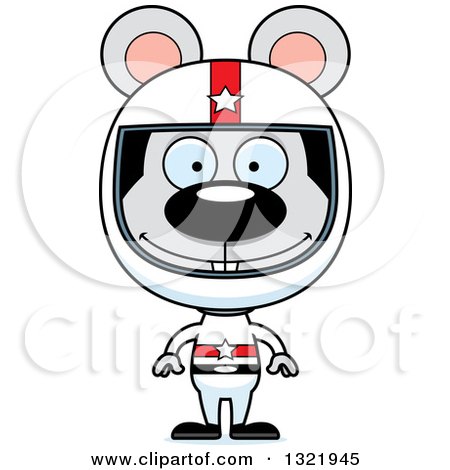 Clipart of a Cartoon Happy Mouse Race Car Driver - Royalty Free Vector Illustration by Cory Thoman