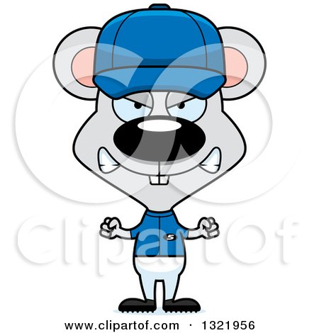 Clipart of a Cartoon Mad Mouse Baseball Player - Royalty Free Vector Illustration by Cory Thoman
