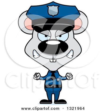Clipart of a Cartoon Mad Mouse Police Officer - Royalty Free Vector Illustration by Cory Thoman