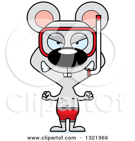 Clipart of a Cartoon Mad Mouse Wearing Snorkel Gear - Royalty Free Vector Illustration by Cory Thoman