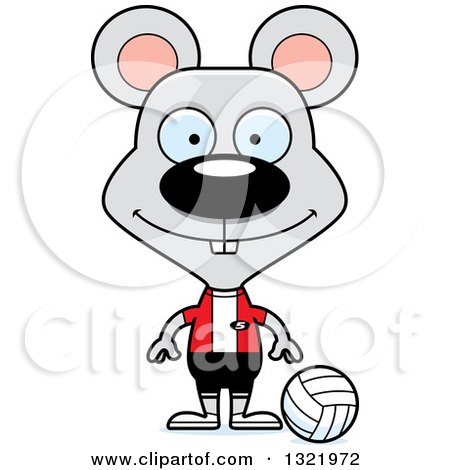 Clipart of a Cartoon Happy Mouse Volleyball Player - Royalty Free Vector Illustration by Cory Thoman