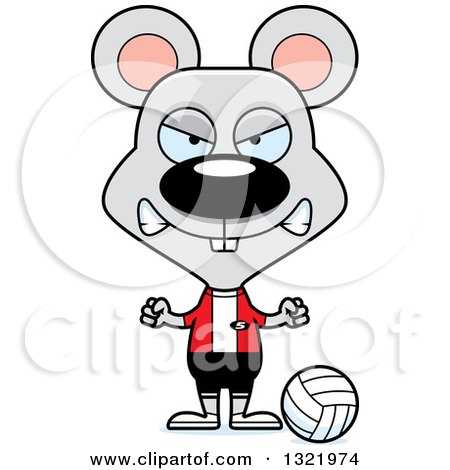 Clipart of a Cartoon Mad Mouse Volleyball Player - Royalty Free Vector Illustration by Cory Thoman