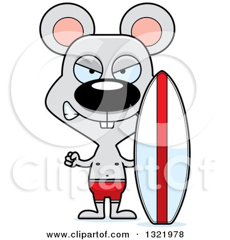 Clipart of a Cartoon Mad Mouse Surfer - Royalty Free Vector Illustration by Cory Thoman