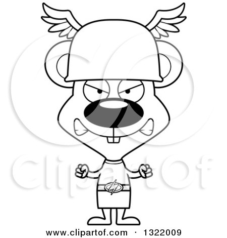 Lineart Clipart of a Cartoon Black and White Mad Mouse Hermes - Royalty Free Outline Vector Illustration by Cory Thoman