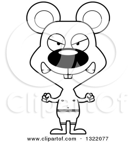 Lineart Clipart of a Cartoon Black and White Mad Mouse Swimmer - Royalty Free Outline Vector Illustration by Cory Thoman