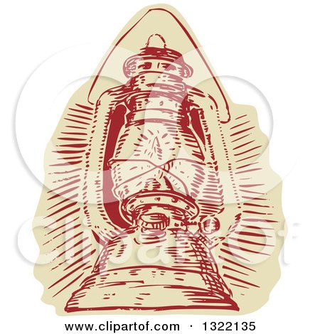 Clipart of a Retro Engraved Kerosene Lamp - Royalty Free Vector Illustration by patrimonio