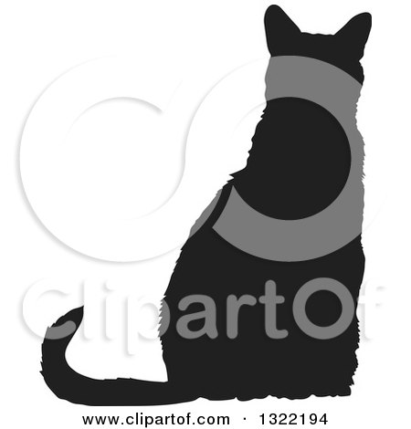 Clipart of a Black Sitting Cat Silhouette 4 - Royalty Free Vector Illustration by Maria Bell